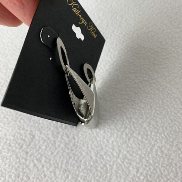 Katheryn Kent Silver Toned Triangle Metallic Drop Fashion Earrings - Picture 4 of 4